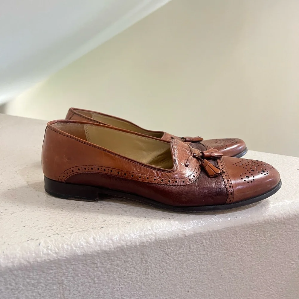 Mezlan Men’s Size 9 Brown Leather Barcelona Tassle Loafer Dress Shoes Classic